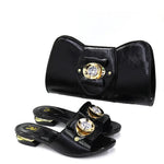 African Women’s Low Heel Leather Slippers with Matching Bag – Comfortable Casual Fashion Set - Free Delivery Worldwide only at Flexi Africa