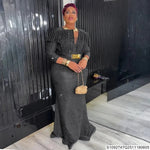 African Women’s Luxury Oversized Sequin Fishtail Maxi Dress – Elegant Banquet & Party Gown - Free Delivery Worldwide only at Flexi Africa