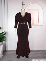 African Women’s Luxury Oversized Sequin Fishtail Maxi Dress – Elegant Banquet & Party Gown - Free Delivery Worldwide only at Flexi Africa
