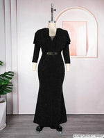 African Women’s Luxury Oversized Sequin Fishtail Maxi Dress – Elegant Banquet & Party Gown - Free Delivery Worldwide only at Flexi Africa
