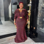 African Women’s Luxury Oversized Sequin Fishtail Maxi Dress – Elegant Banquet & Party Gown - Free Delivery Worldwide only at Flexi Africa