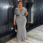 African Women’s Luxury Oversized Sequin Fishtail Maxi Dress – Elegant Banquet & Party Gown - Free Delivery Worldwide only at Flexi Africa
