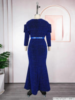 African Women’s Luxury Oversized Sequin Fishtail Maxi Dress – Elegant Banquet & Party Gown - Free Delivery Worldwide only at Flexi Africa