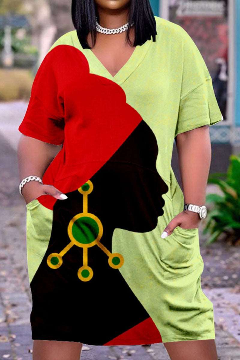 African Women's Short Sleeve Dress - Flexi Africa - Free Delivery Worldwide only at www.flexiafrica.com