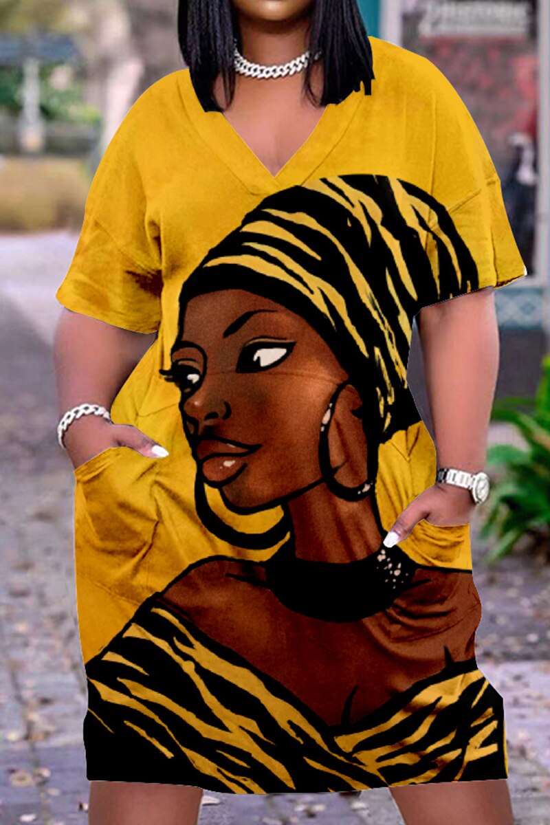 African Women's Short Sleeve Dress - Flexi Africa - Free Delivery Worldwide only at www.flexiafrica.com