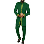 African Youth Brown Stand Collar Dashiki Shirt Suit – Slim Fit Bazin Riche Casual Outfit - Free Delivery Worldwide only at Flexi Africa