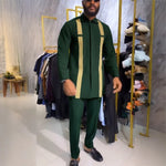 African Youth Brown Stand Collar Dashiki Shirt Suit – Slim Fit Bazin Riche Casual Outfit - Free Delivery Worldwide only at Flexi Africa