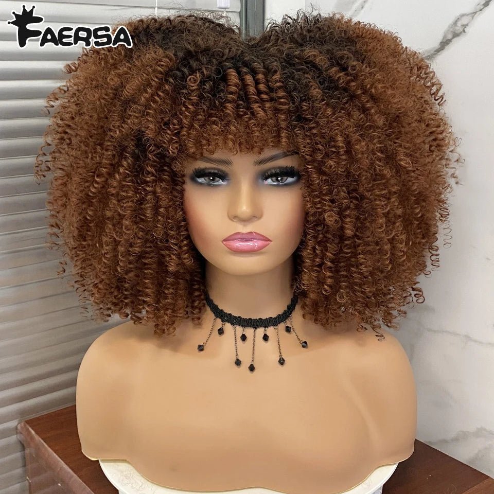 Afro Kinky Curly Wig for Black Women - Short, Synthetic, Blonde, Red, Ombre, Glueless, High - Free Delivery Worldwide