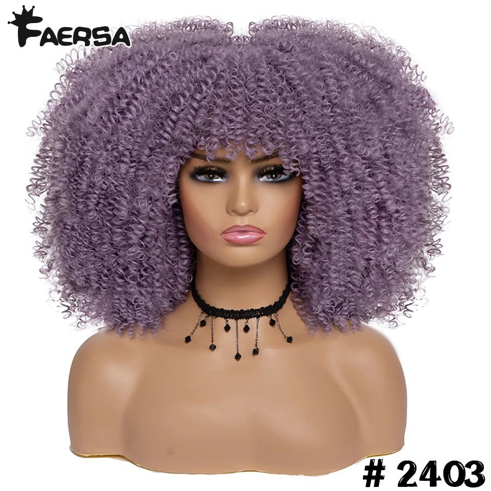 Afro Kinky Curly Wig for Black Women - Short, Synthetic, Blonde, Red, Ombre, Glueless, High - Free Delivery Worldwide