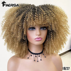 Afro Kinky Curly Wig for Black Women - Short, Synthetic, Blonde, Red, Ombre, Glueless, High - Temperature Cosplay Wigs - Free Delivery Worldwide only at Flexi Africa