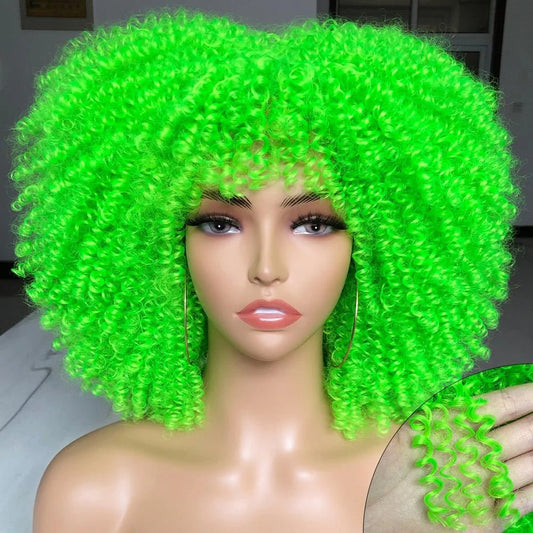 Afro Kinky Wig 14" with Bangs for Black Women - Perfect for Cosplay and Natural Hair Looks - Free Delivery Worldwide