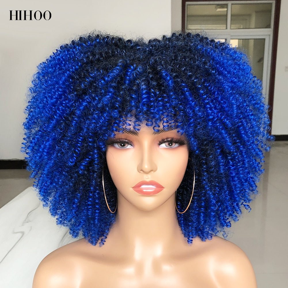 Afro Kinky Wig 14" with Bangs for Black Women - Perfect for Cosplay and Natural Hair Looks - Flexi Africa