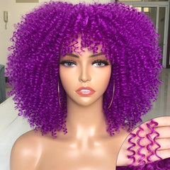 Afro Kinky Wig 14" with Bangs for Black Women - Perfect for Cosplay and Natural Hair Looks - Free Delivery Worldwide