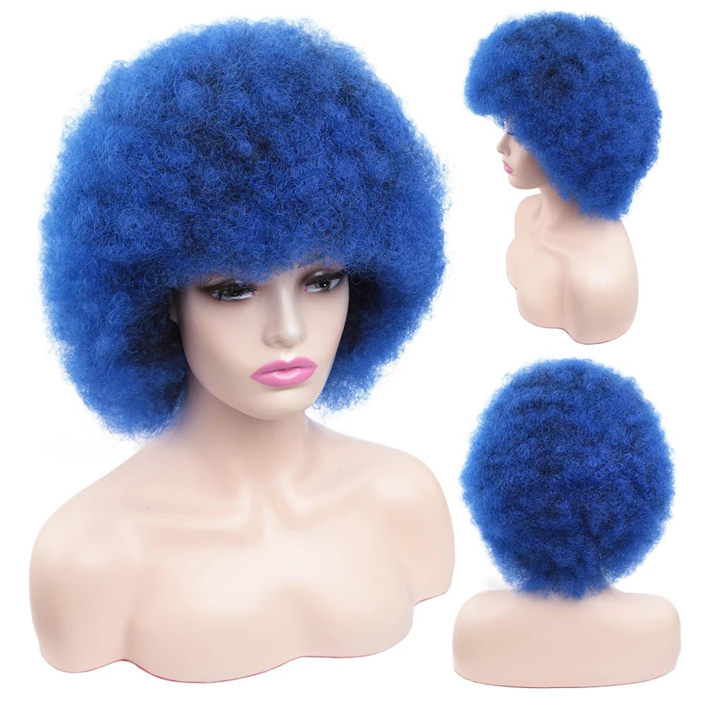 Amir Afro Wig Short Kinky Curly Wig With Bangs Black Natural Ombre Synthetic Hair For Women Party Dance Female Bob Wigs - Flexi Africa - Free Delivery Worldwide only at www.flexiafrica.com