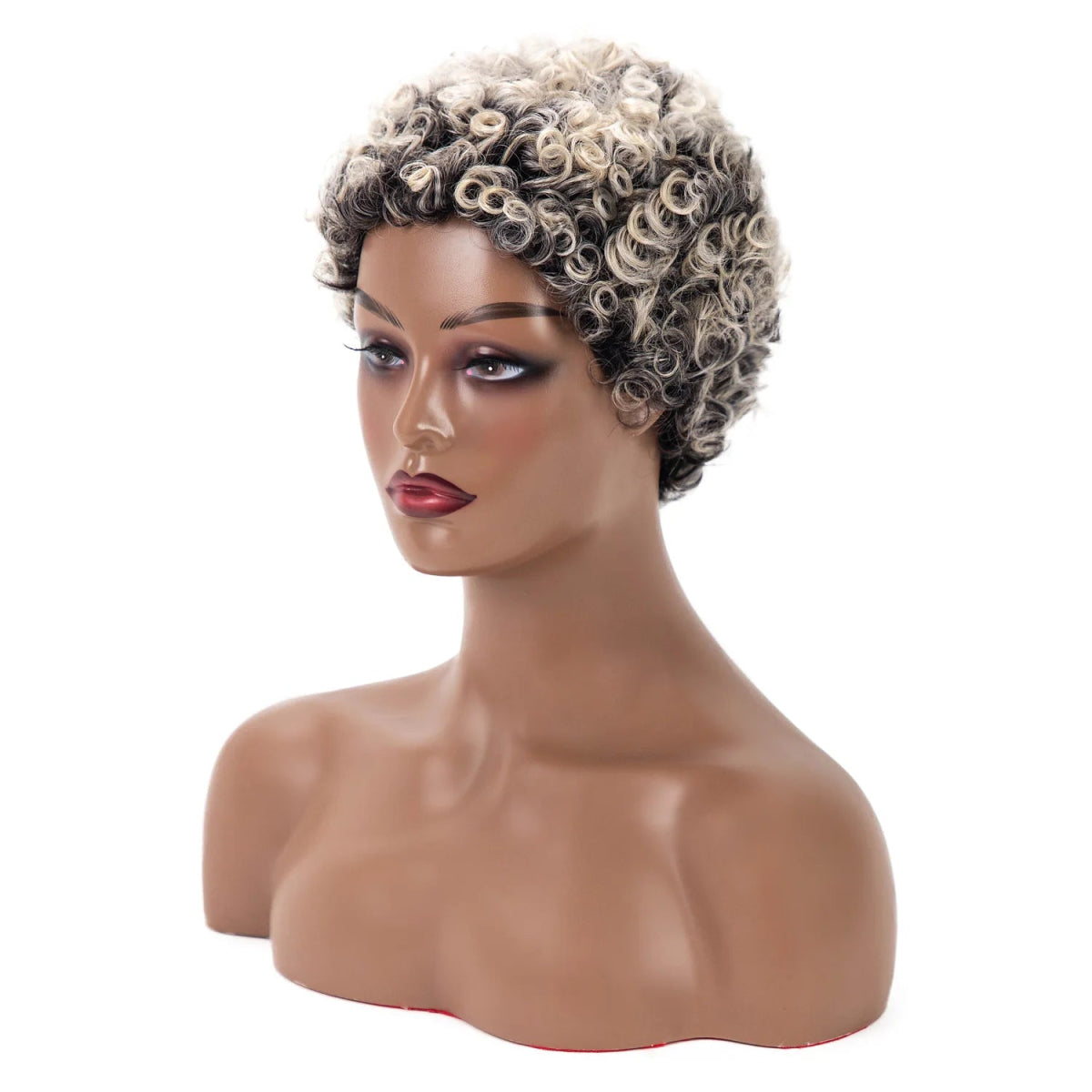Amir Short Grey Afro Kinky Curly Wig Women Synthetic Hair Wigs With Natural Short Bob Wigs - Flexi Africa - Free Delivery Worldwide only at www.flexiafrica.com