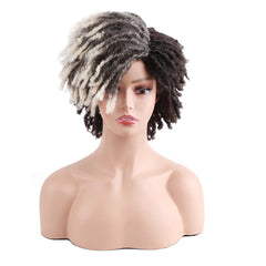 Amir Synthetic Afro Kinky Curly Wig Short Dreadlock Wig With Bangs Ombre Black Blonde Crochet Wig - Flexi Africa - Free Delivery Worldwide only at www.flexiafrica.com