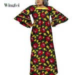 Ankara Fashion Robe Africaine Floral Print African Clothing Maxi Long Bell Sleeves Dashiki African Dresses for Women WY3937 - Free Delivery Worldwide only at Flexi Africa