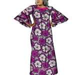 Ankara Fashion Robe Africaine Floral Print African Clothing Maxi Long Bell Sleeves Dashiki African Dresses for Women WY3937 - Free Delivery Worldwide only at Flexi Africa