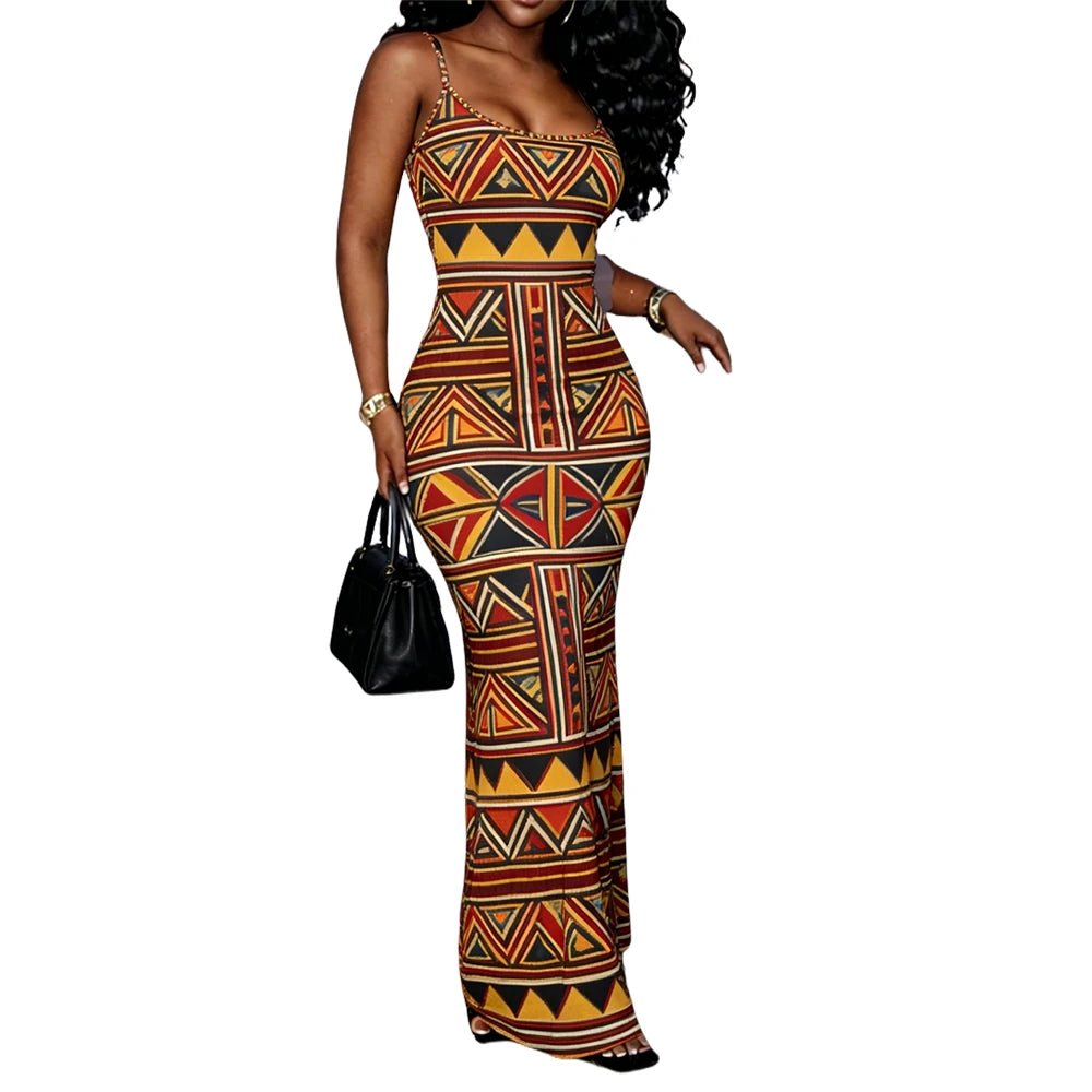 Ankara-Inspired Strappy Maxi Dress - Free Delivery Worldwide only at Flexi Africa