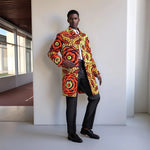 Ankara Long Blazer for Men – Bold Geometric Floral African Coat - Free Delivery Worldwide only at Flexi Africa