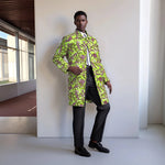 Ankara Long Blazer for Men – Bold Geometric Floral African Coat - Free Delivery Worldwide only at Flexi Africa
