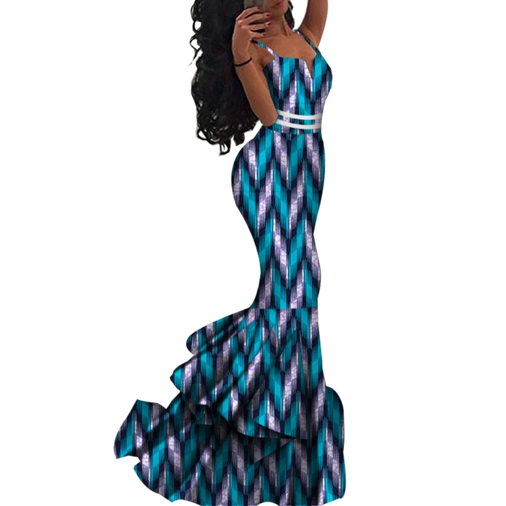 Ankara Print Strappy Maxi Dress - Free Delivery Worldwide only at Flexi Africa