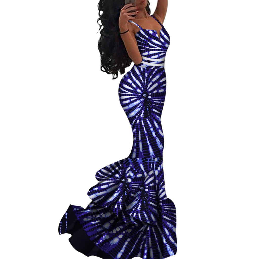 Ankara Print Strappy Maxi Dress - Free Delivery Worldwide only at Flexi Africa