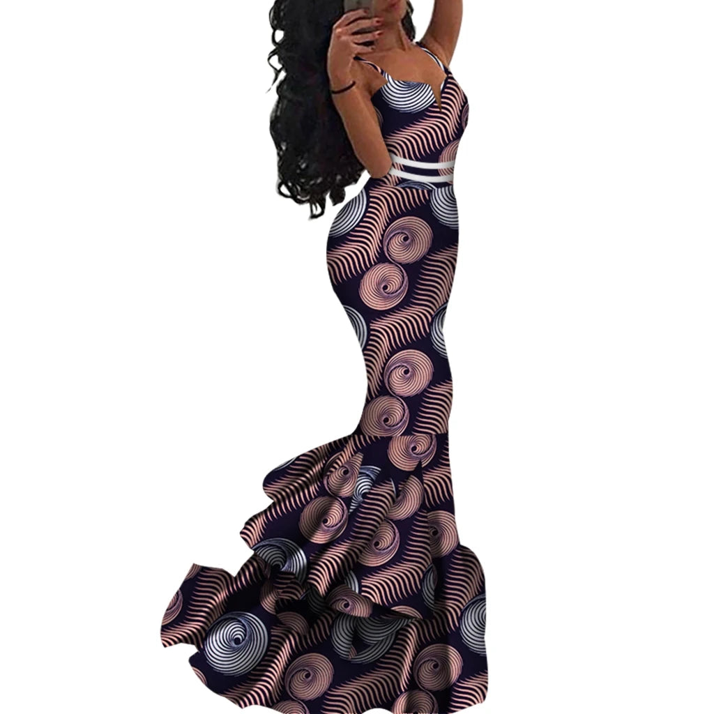 Ankara Print Strappy Maxi Dress - Free Delivery Worldwide only at Flexi Africa