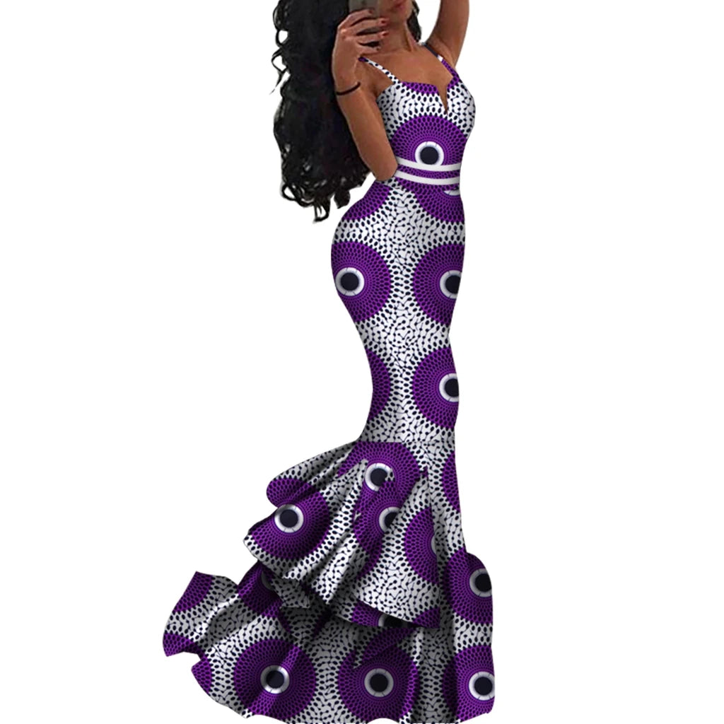 Ankara Print Strappy Maxi Dress - Free Delivery Worldwide only at Flexi Africa
