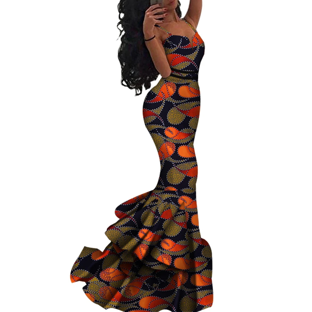 Ankara Print Strappy Maxi Dress - Free Delivery Worldwide only at Flexi Africa