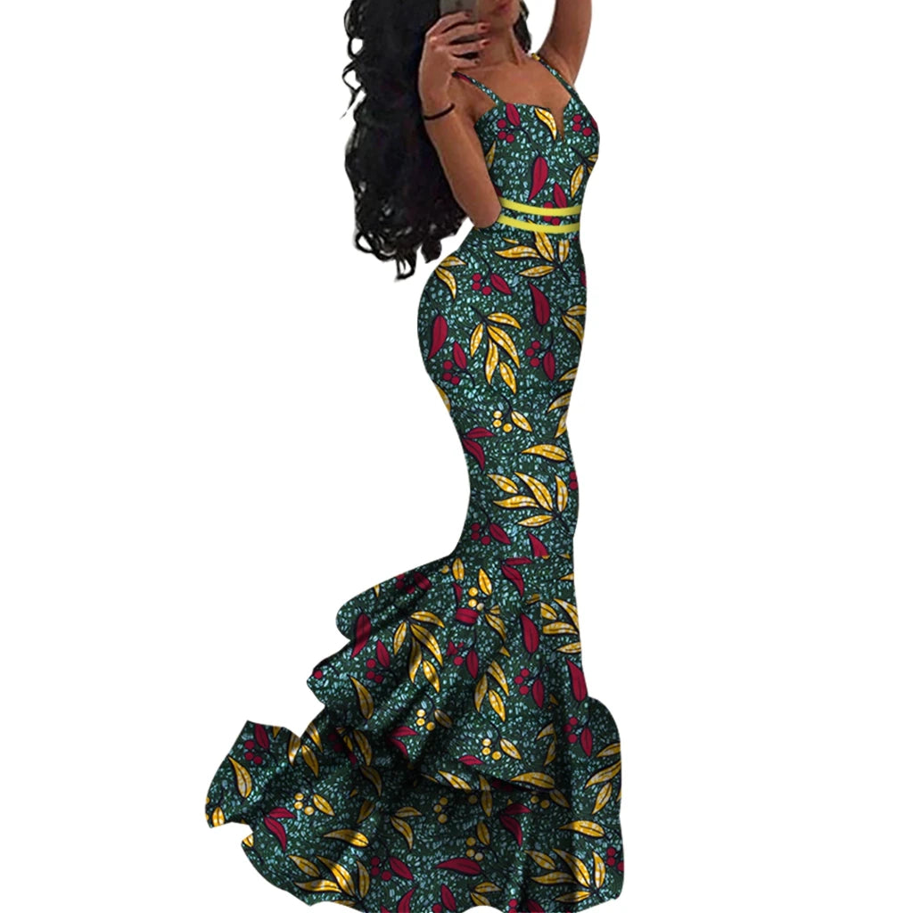 Ankara Print Strappy Maxi Dress - Free Delivery Worldwide only at Flexi Africa
