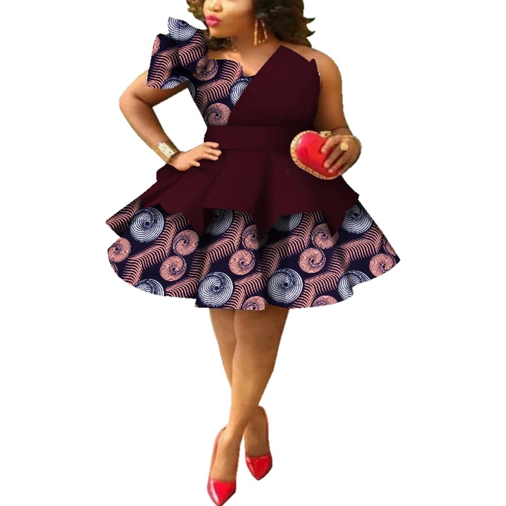 Ankara Strapless Layered Dress – African Dashiki Evening & Wedding Gown - Free Delivery Worldwide only at Flexi Africa