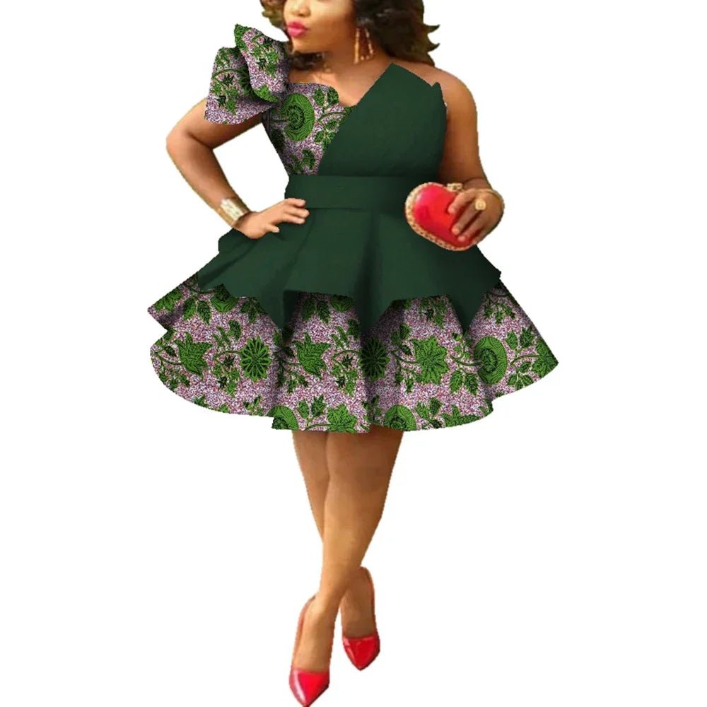 Ankara Strapless Layered Dress – African Dashiki Evening & Wedding Gown - Free Delivery Worldwide only at Flexi Africa