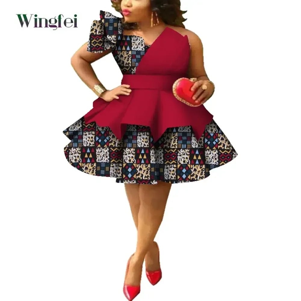 Ankara Strapless Layered Dress – African Dashiki Evening & Wedding Gown - Free Delivery Worldwide only at Flexi Africa