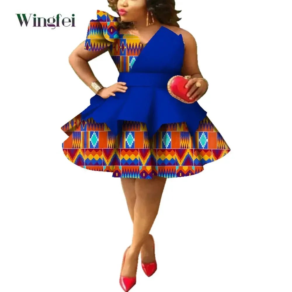Ankara Strapless Layered Dress – African Dashiki Evening & Wedding Gown - Free Delivery Worldwide only at Flexi Africa