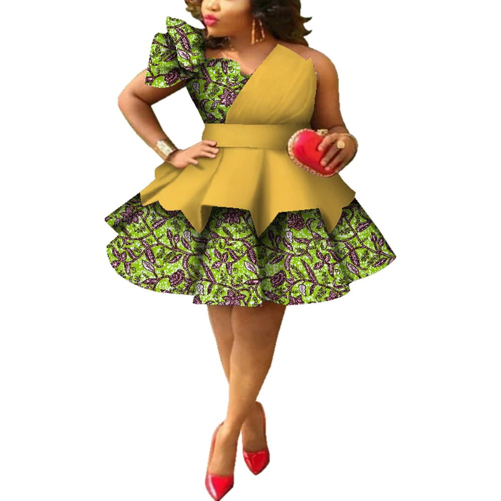 Ankara Strapless Layered Dress – African Dashiki Evening & Wedding Gown - Free Delivery Worldwide only at Flexi Africa