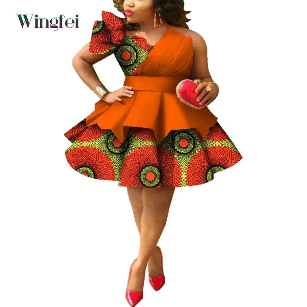 Ankara Strapless Layered Dress – African Dashiki Evening & Wedding Gown - Free Delivery Worldwide only at Flexi Africa