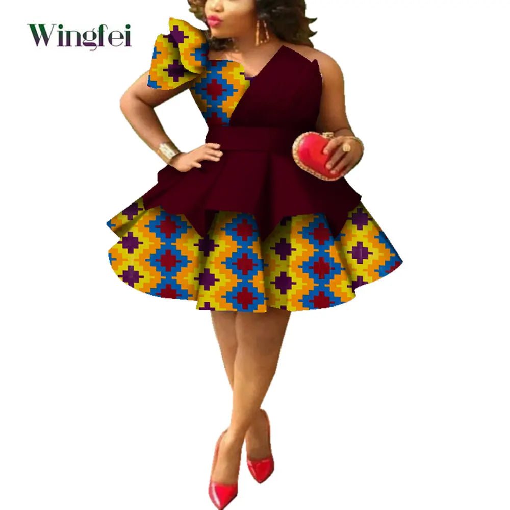 Ankara Strapless Layered Dress – African Dashiki Evening & Wedding Gown - Free Delivery Worldwide only at Flexi Africa