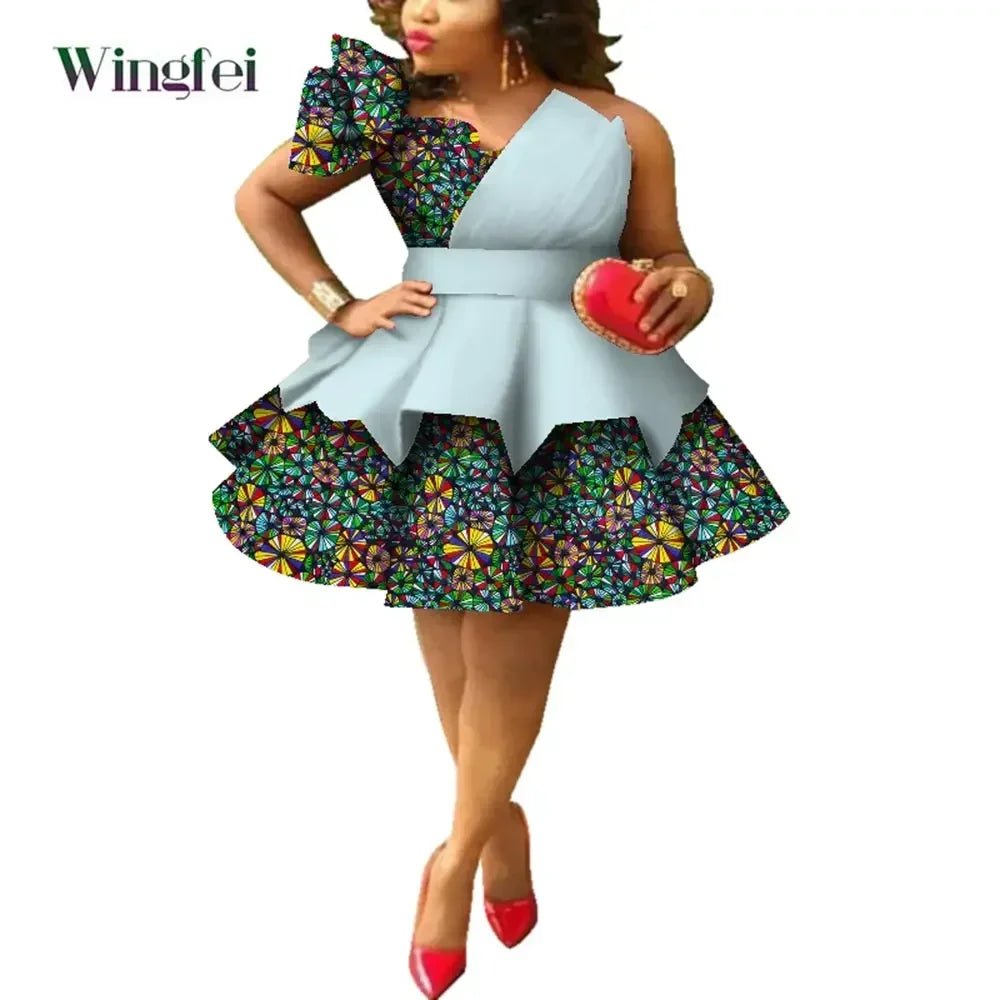 Ankara Strapless Layered Dress – African Dashiki Evening & Wedding Gown - Free Delivery Worldwide only at Flexi Africa