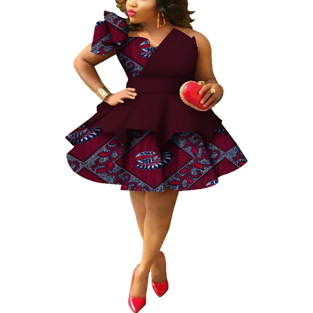 Ankara Strapless Layered Dress – African Dashiki Evening & Wedding Gown - Free Delivery Worldwide only at Flexi Africa