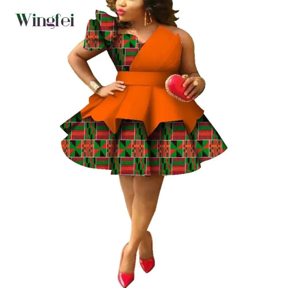 Ankara Strapless Layered Dress – African Dashiki Evening & Wedding Gown - Free Delivery Worldwide only at Flexi Africa