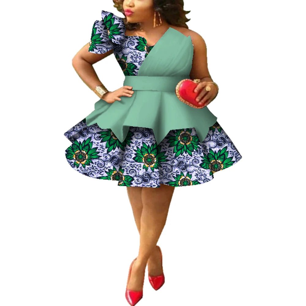 Ankara Strapless Layered Dress – African Dashiki Evening & Wedding Gown - Free Delivery Worldwide only at Flexi Africa