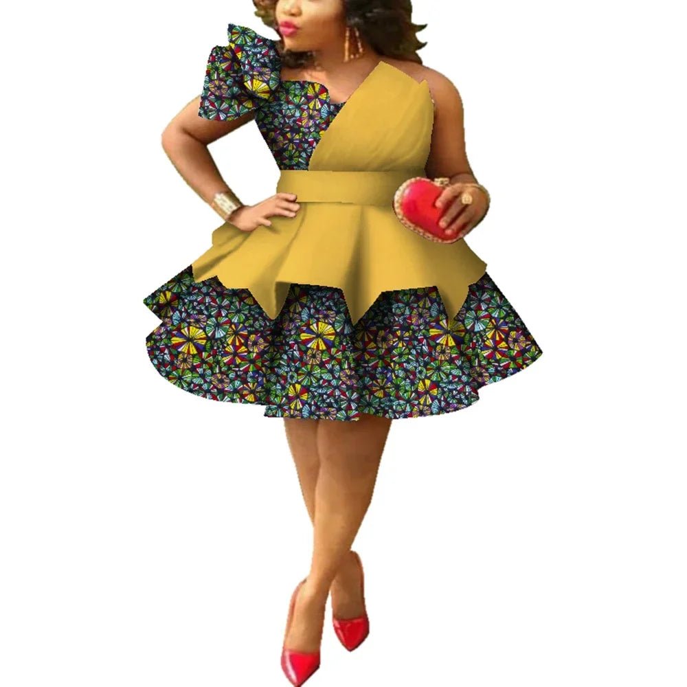 Ankara Strapless Layered Dress – African Dashiki Evening & Wedding Gown - Free Delivery Worldwide only at Flexi Africa