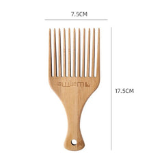 Anti-Static Natural Bamboo Hair Pick Comb - Long Tooth Detangling and Scalp Massage for Afro Hair Styling - Flexi Africa