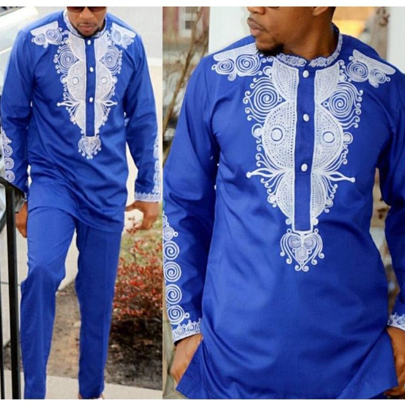 Authentic African Style: Men's Dashiki Top and Pant Set for the Fashion-Forward Gentleman - Flexi Africa - Free Delivery