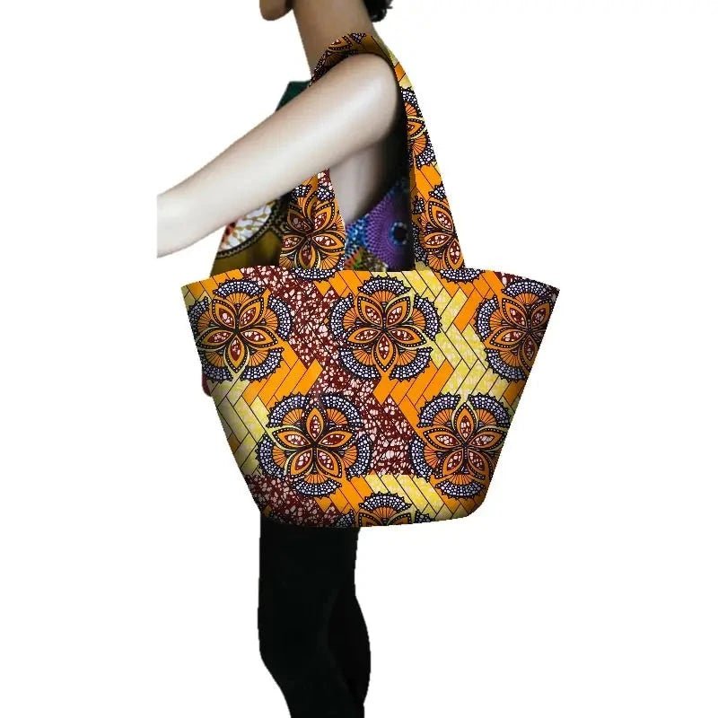 Authentic African Wax Fabric for Sewing: Vibrant Prints for Handcrafted Women's Fashion Bags with Full Lining - Flexi Africa - Flexi Africa offers Free Delivery Worldwide - Vibrant African traditional clothing showcasing bold prints and intricate designs