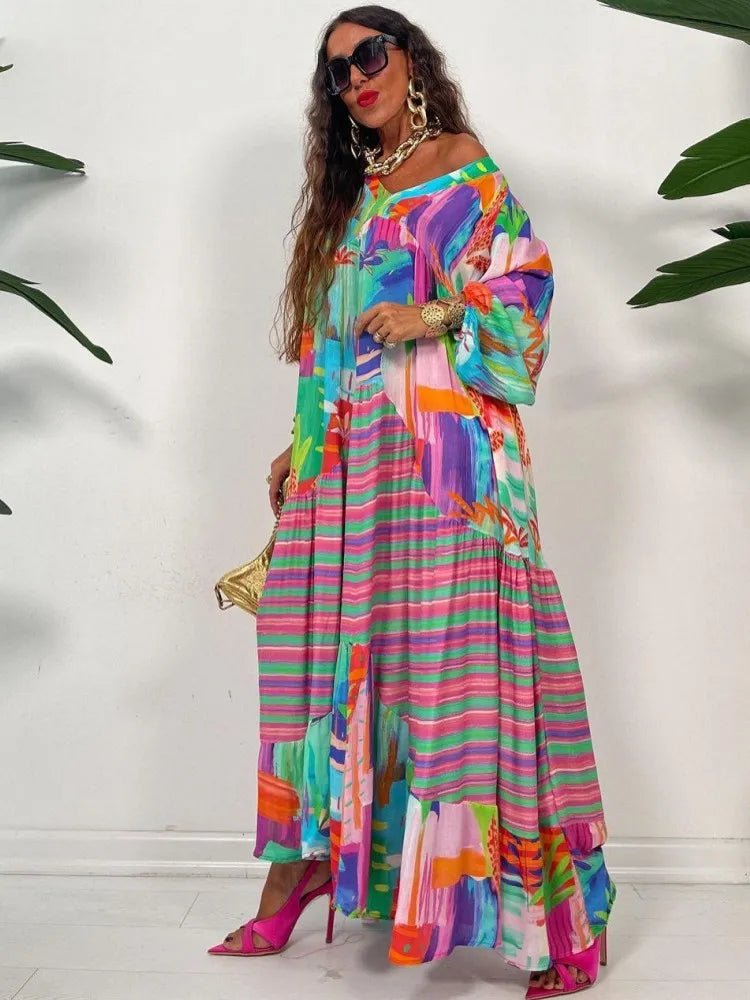 Autumn New African Dresses For Women Vetement Femme Dashiki Abaya Print Maxi Dress Africa Clothes Dashiki Ankara Dresses - Free Delivery Worldwide only at Flexi Africa