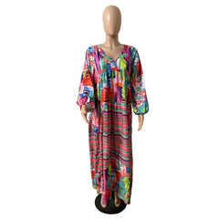 Autumn New African Dresses For Women Vetement Femme Dashiki Abaya Print Maxi Dress Africa Clothes Dashiki Ankara Dresses - Free Delivery Worldwide only at Flexi Africa