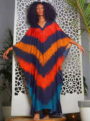 Batwing Sleeve Dashiki African Maxi Dress Loose Fit Robes - Flexi Africa - Flexi Africa offers Free Delivery Worldwide - Vibrant African traditional clothing showcasing bold prints and intricate designs