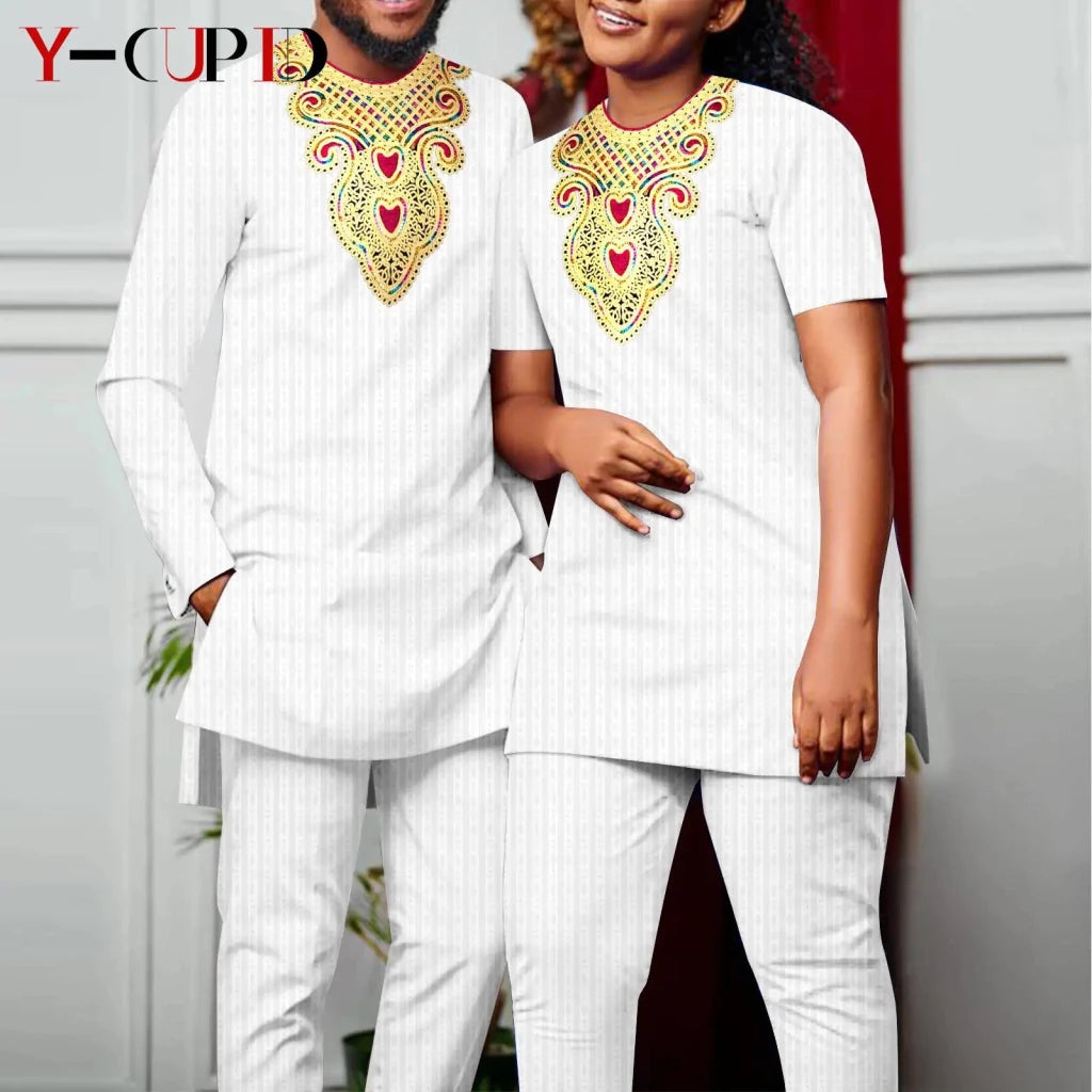 Bazin Riche African Couples Matching Outfit Set - Free Delivery Worldwide only at Flexi Africa